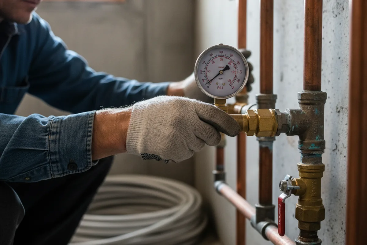 Pressure testing a repaired line during Water Line Repair in Cub Run